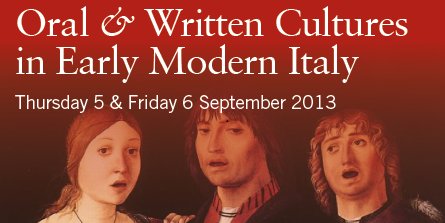 Oral and Written Cultures in Early Modern Italy